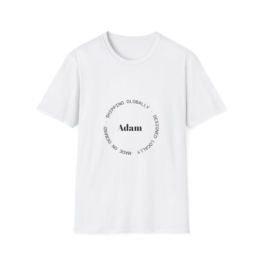 Adam T-Shirt — Circular Stamp Graphic, Modern Casual Tee